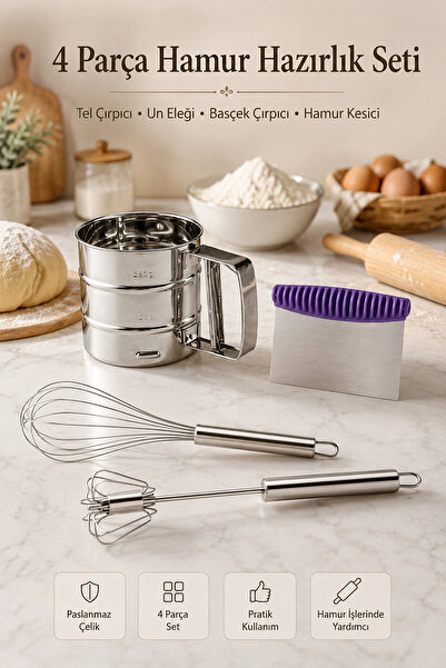 Steel Egg Wire Beater Mixer Mixer Basçek Dough Cutter Shaper Powder Flour Sieve