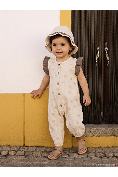 Civil Baby Kuğu Empirme 6-18 Ay Tulum - Bej
