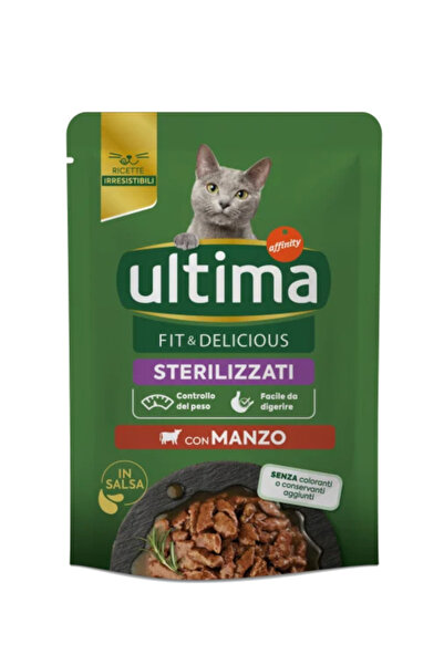ULTIMA Hrana umeda pentru pisici adulte sterilizate CAT, cu vita, 85G