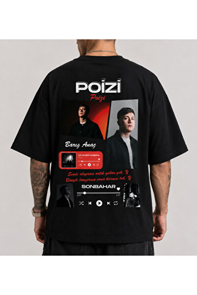 shidumanlar Oversize Unisex Geniş Kalıp POİZİ Özel Tasarım Baskılı Pamuklu Pe...