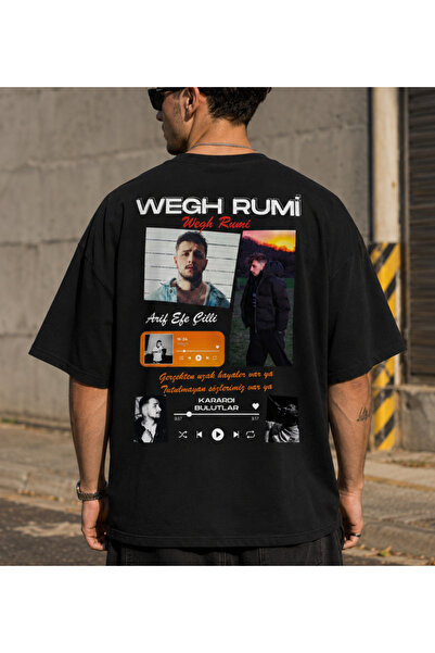 shidumanlar Oversize Unisex Geniş Kalıp WEGH Rumi Özel Tasarım Baskılı Pamukl...