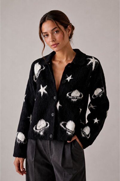 OYERGA MODA Women's Space Pattern Cardigan