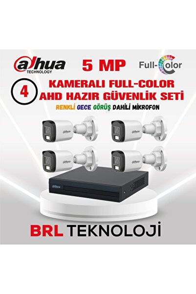 DAHUA 5 MP 4 Kameralı Sesli 30 Metre Renkli Gece Görüşlü Full HD Kamera Seti
