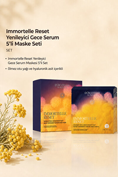 L'Occitane Immortelle Reset Yenileyici Gece Serum Maskesi, Ölmezotu Yağı İçer...