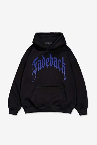 Fadeback Hanorac Fadeback supradimensionat cu strasuri Blue Stone