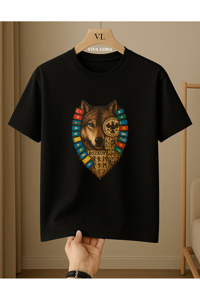 VİVA LORA TRICOU UNISEX CU GULER ROTUND, 100% BUMBAC, CU IMPRIMEU TURC-BOZKUR...