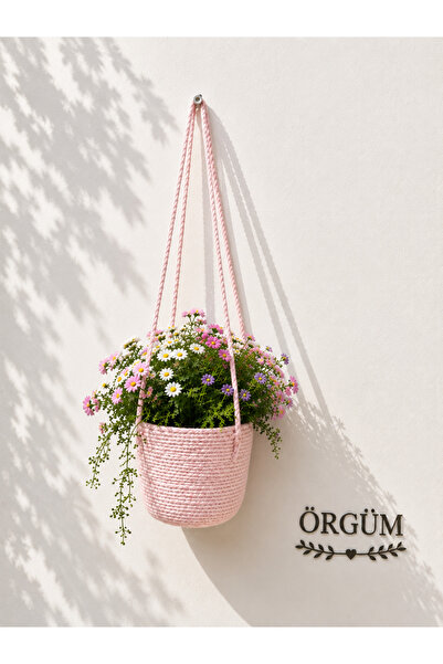 ÖRGÜM Çiçeklik Dekoratif Saksılık 15x15 Cm BİTKİ VE ASMA APARATI DAHİL DEĞİLDİR