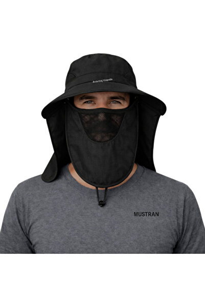 Mustran Güneş Korumalı Sök Tak Maskeli Unisex Enseli Şapka Sinek Koruyucu Tar...