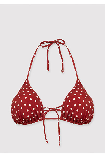 Mavi Puantiye Desenli Kırmızı Bikini Üstü 1914095-70430