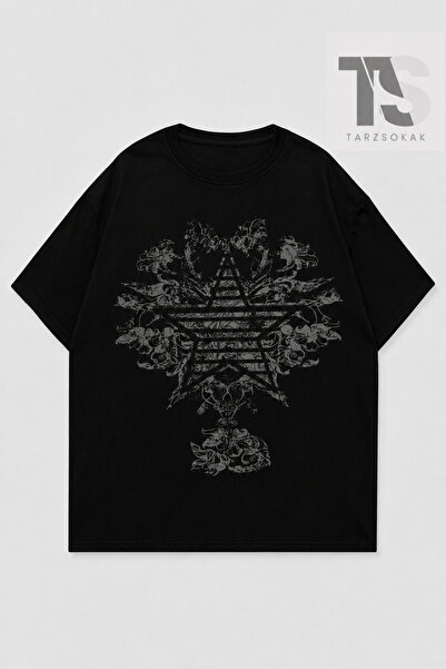 Grunge Punk 5-Point Star Printed Short Sleeve Men's T-Shirt