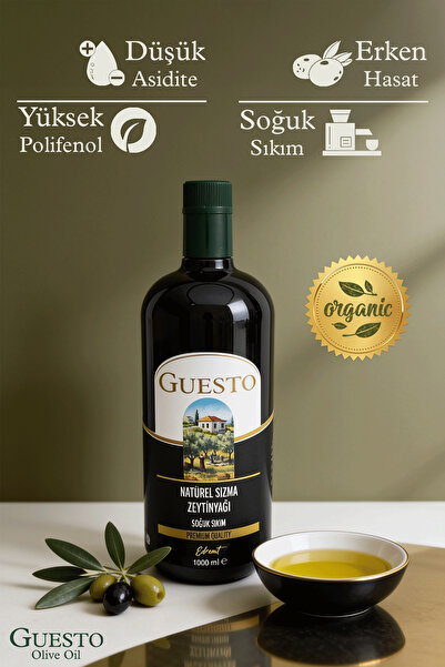 GUESTO NATÜRÜEL SIZMA ZEYTİNYAĞI SOĞUK SIKIM EDREMİT 1 Lt