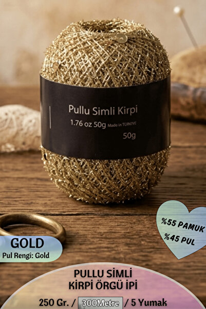Dantelux Pullu Simli Kirpi Örgü İpi (5 Yumak & 250 Gr. % 800 Metre) 1.76 Oz