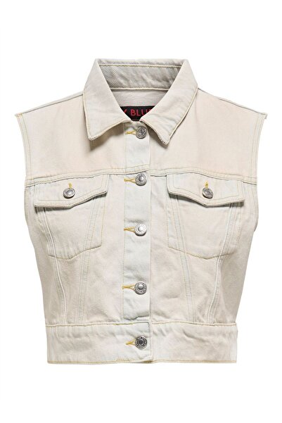ONLY ONLBEVERLY VEST TINT BLEACH DNM RED TAI Vestă albastră pentru femei - 15...