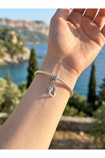 My Story Kilitli Kalpler Sallantılı  Bilekliklerine Uyumlu Gümüş Charm