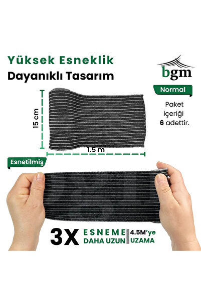 bgm Siyah Elastik Bandaj 15 cm -6 Adet