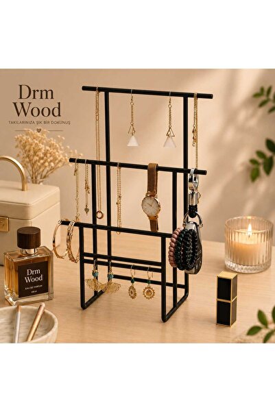 Drm Wood Siyah Takı Standı, Takılık, Küpelik, Bileklik, Kolye Seti, Takı Dola...