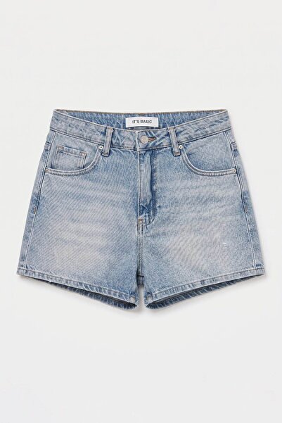 it's basic Women's Blue 4S6-32 Mom Mini Fit Denim Shorts
