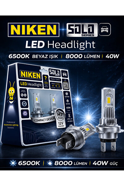 DuoLight Solo H7 LED Xenon Ampul 6500K Beyaz 8000 Lümen 40W Süper Parlak Far ...