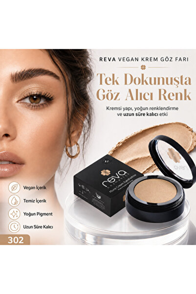 REVA Vegan Cream Eye Shadow - No. 302 |   Clean Content, Long-Lasting & Mono ...