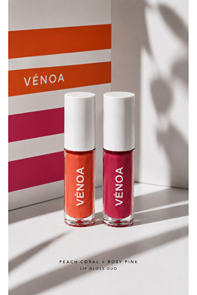 Venoa VÉNOA Rosy Pink & Peach Coral İkili Lip Gloss Seti 5 ml