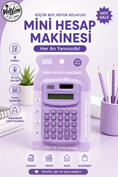 VoltLiva Lila Mini Hesap Makinesi