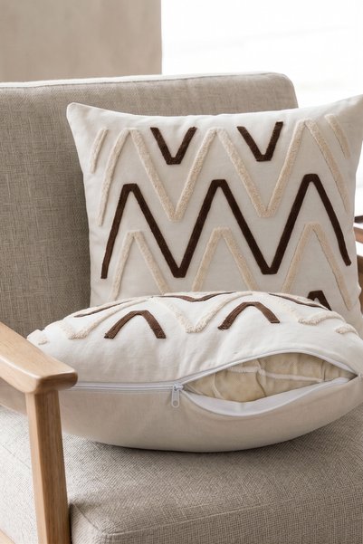 MELARİS HALI Punch Throw Pillow Cover 2 Pieces Embroidered 43X43Cm Decorative Embroidered Pillowcase Set Nordic Bohemian Pa