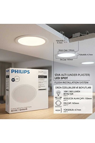 Philips Spot 59204 6500K Beyaz Işık Spor Armatür 900Lümen 15CM Delik Çapı