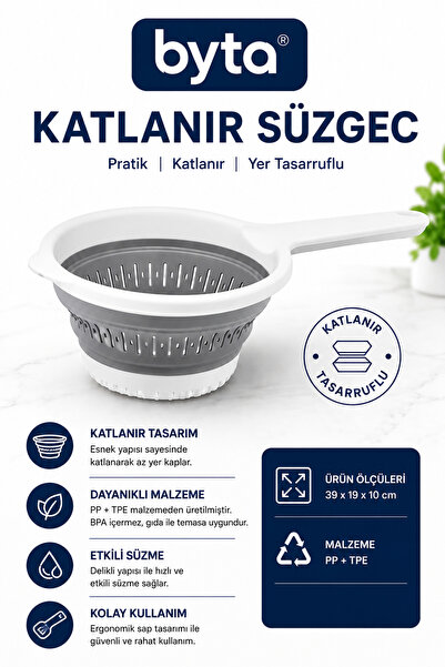 BYTA Ak 804 Foldable Handle Kitchen Strainer |   Pasta, Vegetable and Fruit W...