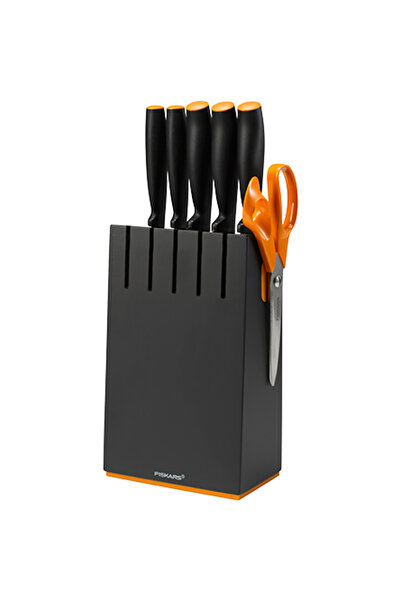 FiSKARS Bloc de lemn cu 5 cutite, negru