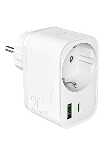 Puro 1x PD 1x USB-C + 1x USB-A 20W Alb