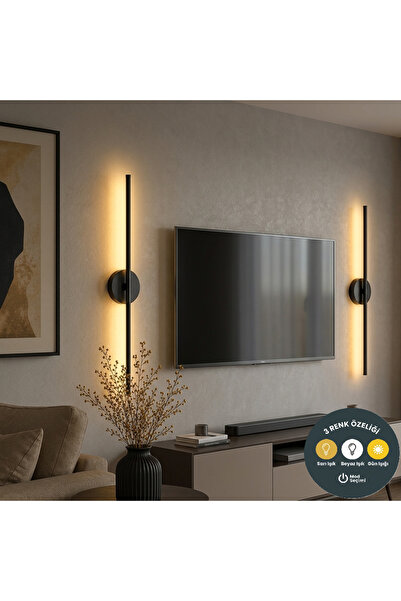 Lzy Avize Store Flat Sconce 70 cm Minimalist Design Black Led Sconce 3 Colors...
