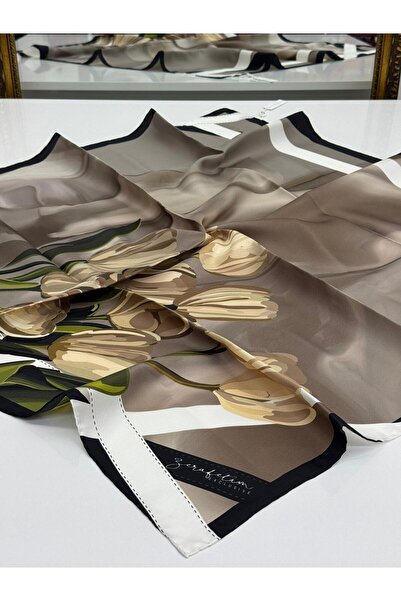 Zerafetim Exclusive Twill Silk Scarf Mink