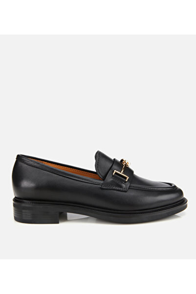 Hotiç Kadın Deri Siyah Tokalı Klasik Loafer