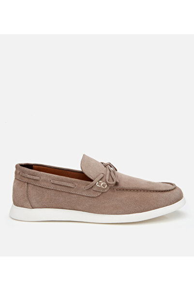 Hotiç Erkek Süet Deri Bej Bağcıklı Loafer