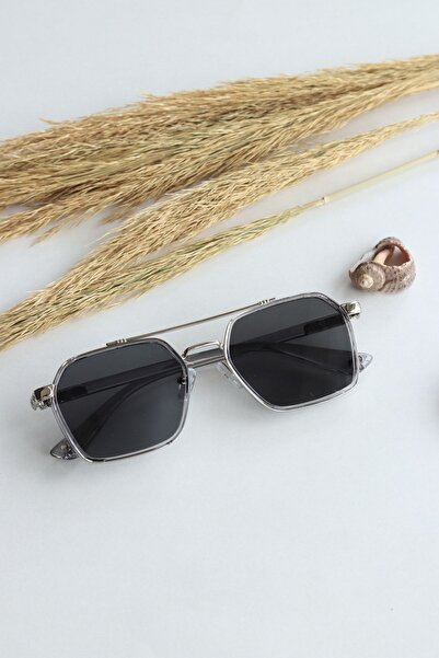 LOOKUP NEW Henry Gümüş Çerçeve Gri Cam Dikdörtgen Kare Uv400 Unisex Güneş Göz...