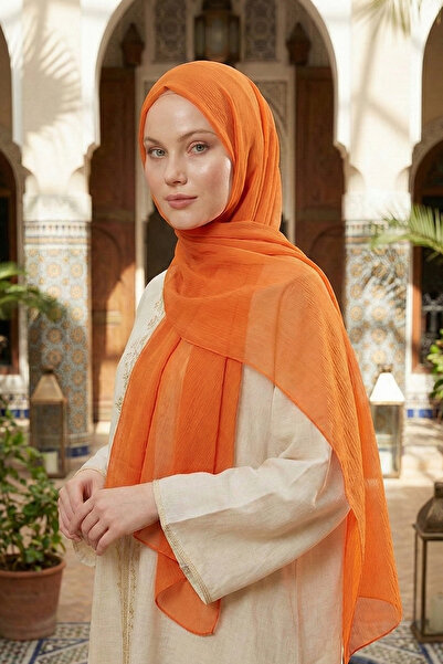 Armine شال شيفون برتقالي مجعد - Atskrn-41 - Trend