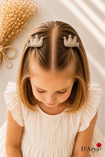 Darya Dd432 Leather Mink Mini Crown Model Hair Clip Barrette (Set of 2) Baby ...