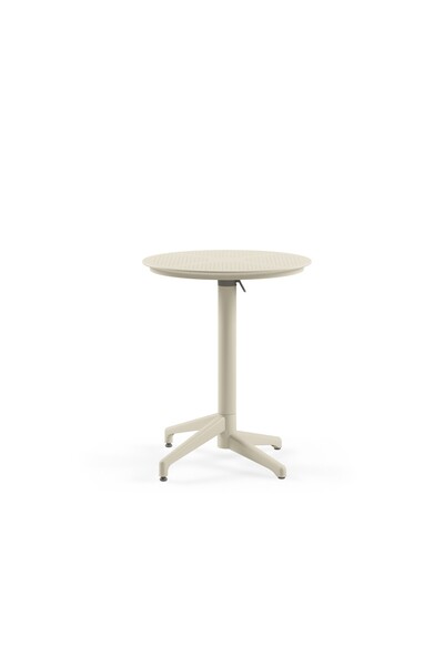 Tilia Moon Polipropilen Katlanır Masa Ø60 cm Bej - Bahçe, Balkon, Kafe, Resto...