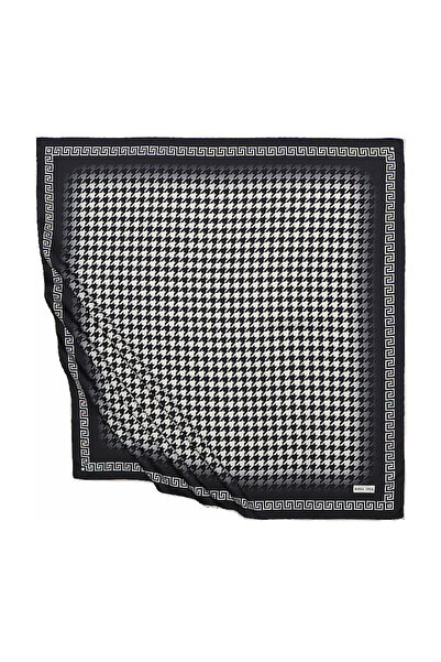 Bursa İpek Eșarfă mătăsoasă Ecru Black Houndstooth