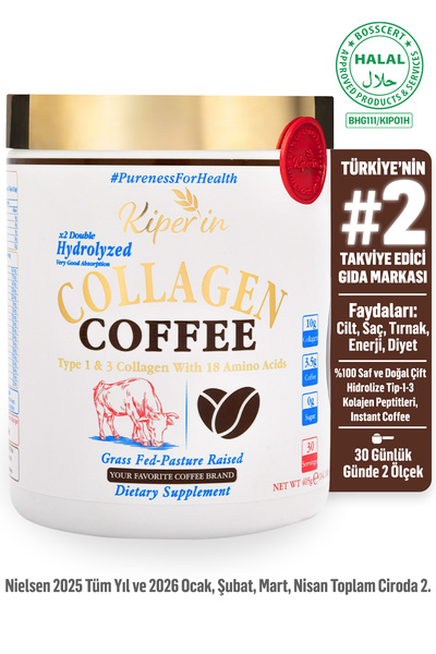 Kiperin Coffee Collagen | Kahveli Çift Hidrolize %100 Saf ve Doğal Toz Kolaje...