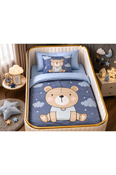 Fabeteks Sitting Baby Teddy Bear Single Digital Baby Bedding Set