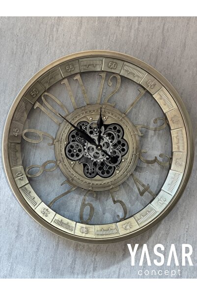 YASAR CONCEPT Ironova Metal Çarklı Duvar Saati 80 Cm