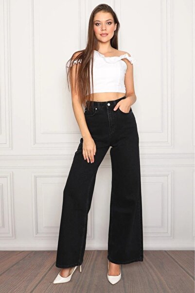 DRC trend Daniella Colorfast Jet Black Extra ψηλόμεσο Lycra Palazzosalaş Jean...