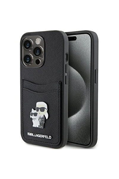 Karl Lagerfeld Broșă metalică Saffiano Cardslot Karl&Choupette