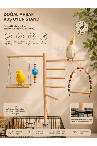 ADAPATİ PET Raw Wood Play Parkour on the Cage