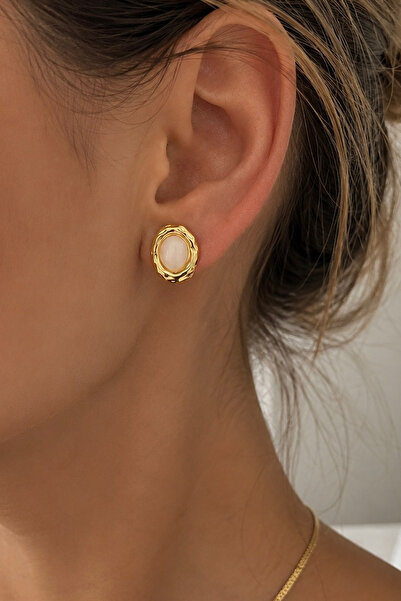 FIERA JEWELRY Oval Enamel Steel Women's Gold Earrings