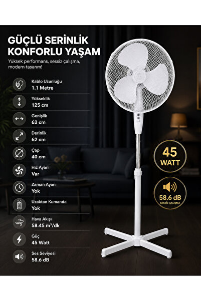 Altınkayaticaret OPP Vantilatör Ayaklı Beyaz 40 cm 45 WATT