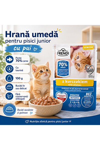 FRENDİ Hrana umeda pentru pisici junior de pui, plic 100 g