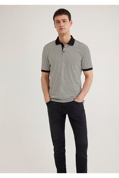 Mavi Тъмносиня поло тениска на райета Slim Fit / Slim Fit0611843-70055