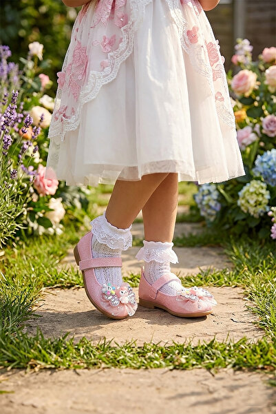 Kiko Kids Hila Cırtlı Simli Kız Bebek / Çocuk Babet Ayakkabı